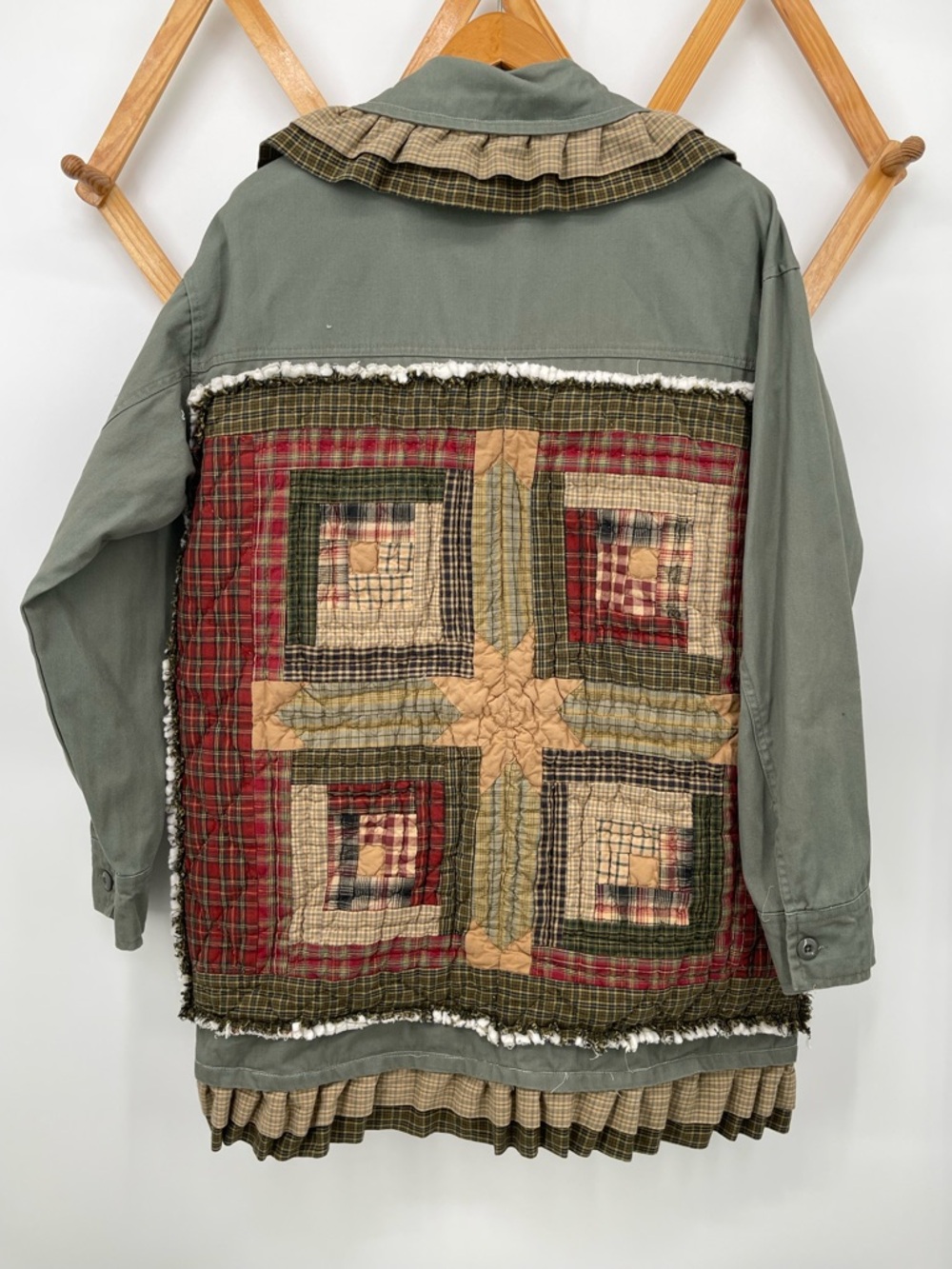 Forever 21 Olive Green Utility Jacket with Handmade Patchwork Accents - Picture 6 of 7